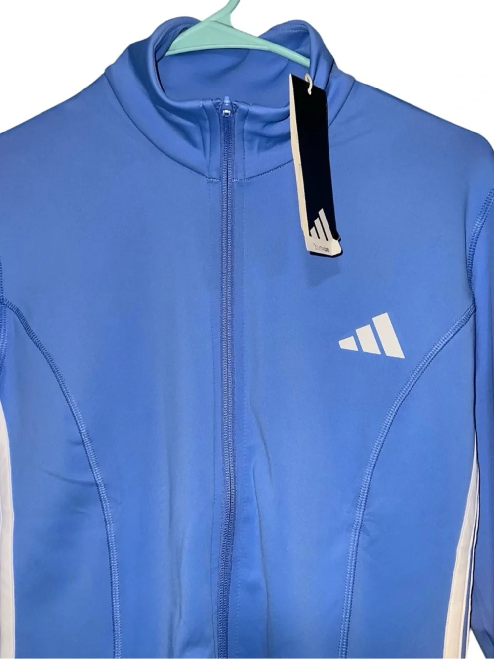 adidas Light Blue Full-Zip Utility Jacket with White Panels